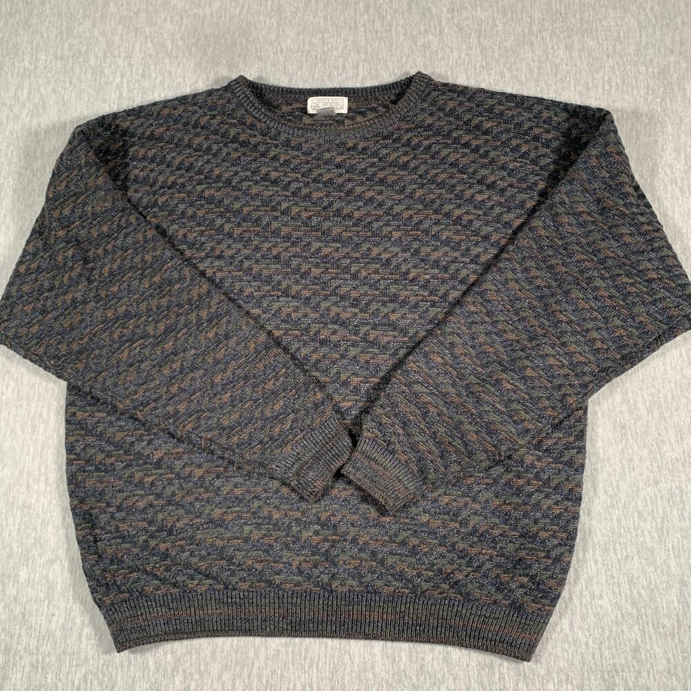 Gianfranco Ruffini Sweater Mens 2XL Multicolor Knit Textured Crewneck Pullover